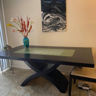 Photo of Dining Room Table with Inlaid Glass