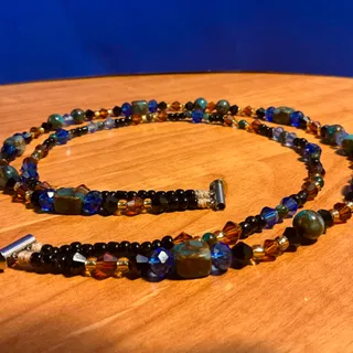 Photo of EclecticAcclaimShop 2 strand Necklace:16-20inch length Impression Jasper Stone & Topaz Preciosa Crystal,Handcrafted Jewelry that is Made to LAST
