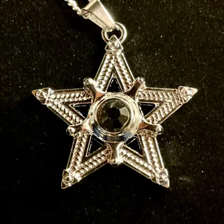 Photo of Star Necklace with Black Crystal,Tarnish free jewelry,hip hop,goth,punk,alternative jewelry MADE TO LAST!