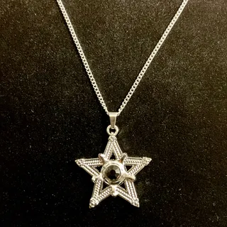 Photo of Star Necklace with Black Crystal,Tarnish free jewelry,hip hop,goth,punk,alternative jewelry MADE TO LAST!