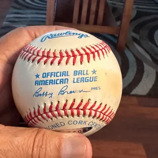 Photo of Joe Montana’s signature it’s authentic on a Major League Baseball used in game