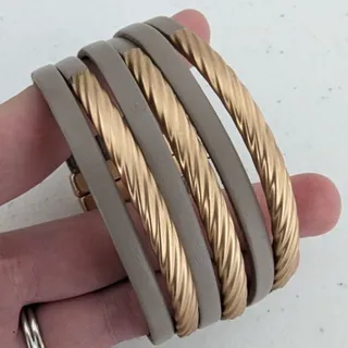 Photo of SAACHI Bracelet Multilayered Faux Leather Ropes Earth Tone Taupe Gold