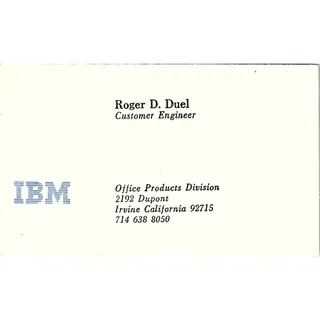 Photo of IBM Roger D Duel Office product division California Vintage Business Card SF3-B3