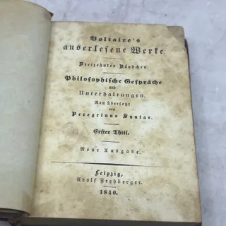 Photo of 1840 Voltaire Philosophical Conversations Peregrinus Syntax German Book TE3-OB