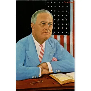 Photo of Franklin D. Roosevelt Portrait Morris Katz 1966 - Original Postcard TJ9-P1