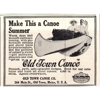 Photo of Old Town Canoe Co Maine c1905 Original Magazine Advertisement AE7-A3