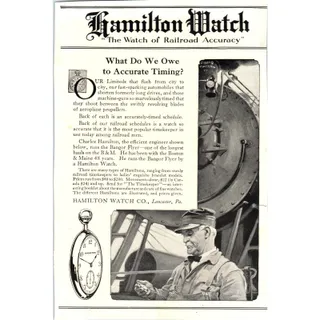 Photo of c1920 Harper's Ad - Hamilton Watch of Railroad Accuracy Lancaster PA MA TF6-1