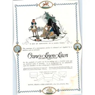 Photo of c1920 Harper's Magazine Ad - Crane's Linen Lawn Paper Eaton, Crane & Pike Co EA3