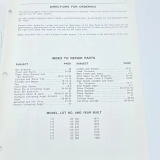 Photo of Original 1980 New Idea No. 717 Combine Repair Parts List US-57 TB9