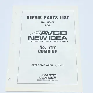 Photo of Original 1980 New Idea No. 717 Combine Repair Parts List US-57 TB9