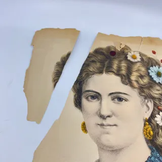 Photo of 1860s Currier & Ives Tinted Engraving Print JANE 10x14” FL1