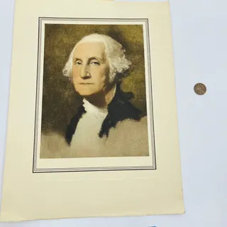 Photo of 1970s George Washington Matted Print Shellbuilder Company Houston TX V37-4