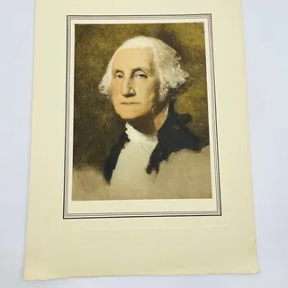 Photo of 1970s George Washington Matted Print Shellbuilder Company Houston TX V37-4