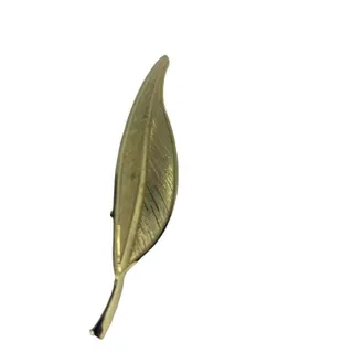 Photo of Vintage Leaf Brooch 2 3/4"h Goldtone Textured Pin
