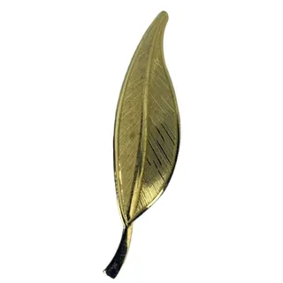 Photo of Vintage Leaf Brooch 2 3/4"h Goldtone Textured Pin