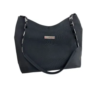 Photo of Donna Karan New York Black Fabric Shoulder Bag Zip Top 1990s