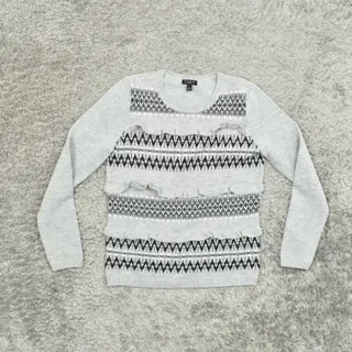 Photo of Talbots Women's Size P Pullover Sweater Lambswool Petite Gray Long Sleeve Nylon