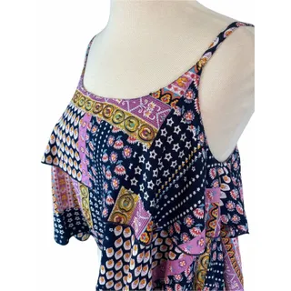 Photo of Small ANTHROPOLOGIE NWT $58 Raga Avah Patterned Tiered Crop Cami Tank Top