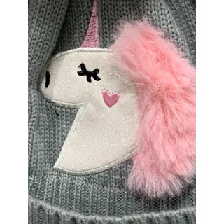 Photo of 4-6X Emma & Elsa Girls Sweater Knit Hat Unicorn Pompom