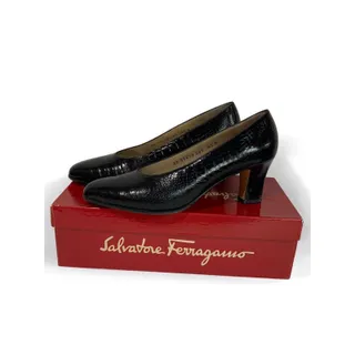 Photo of Size 8.5 Salvatore Ferragamo Womens Pumps Nilla Black Croc2