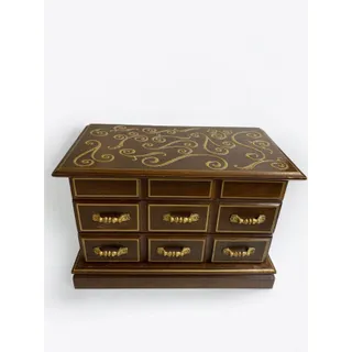 Photo of Vintage Refreshed Wood Goldtone Musical Jewelry Box Mirror