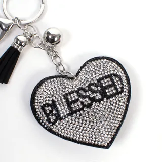 Photo of Bling Crystal Blessed Heart Tassel Keychain