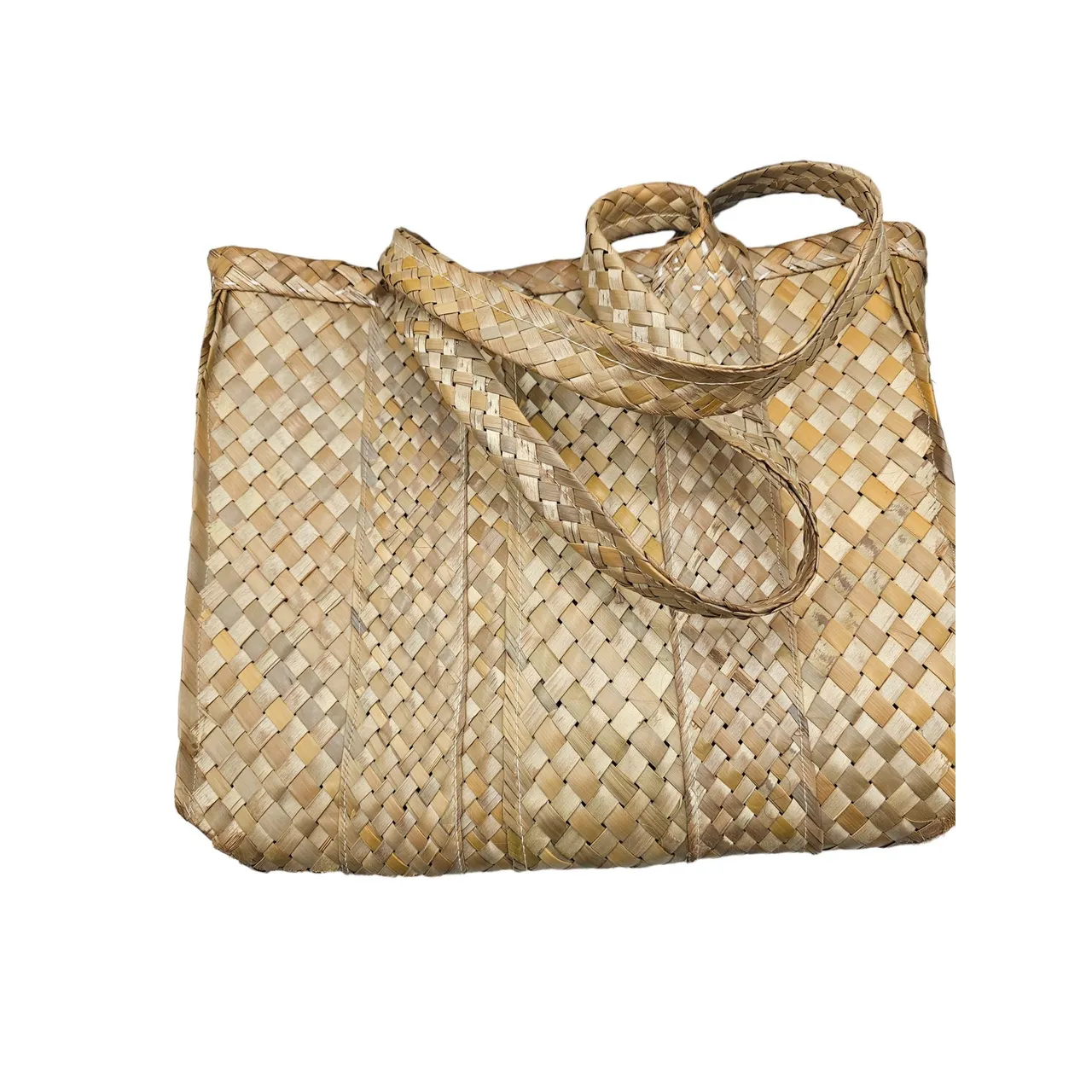 Vintage Y2K The Bahamas Woven Straw Tote Bag Embroidered Flip Flop
