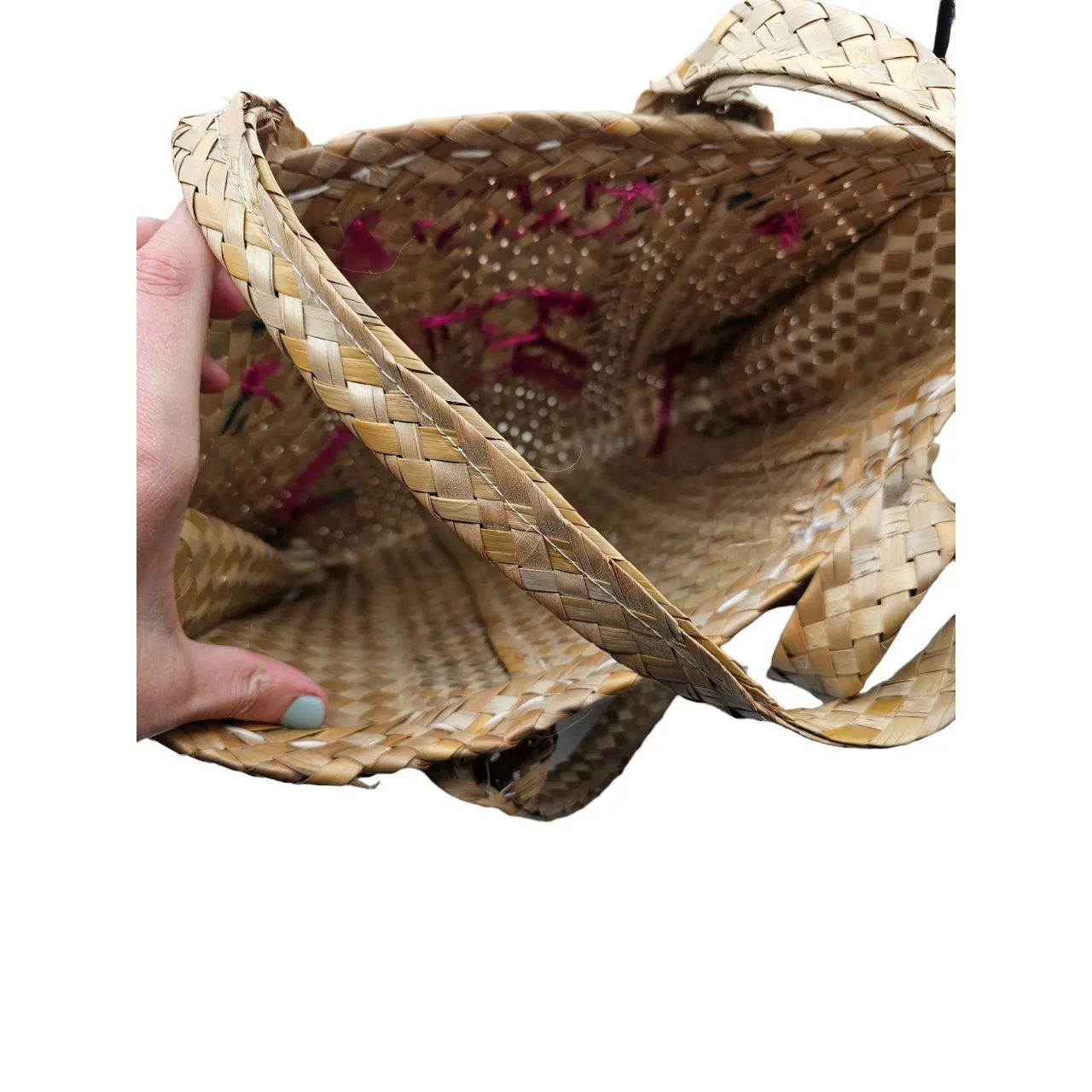 Vintage Y2K The Bahamas Woven Straw Tote Bag Embroidered Flip Flop