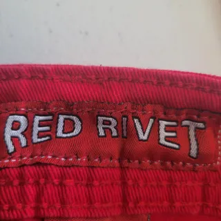 Photo of Red Rivet Juniors Sz 5 Denim Shorts Red Distressed Mini