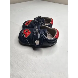 Photo of Jack and Lily Mocs Baby Boys Sz 0-6M Leather Shoes Race Car Blue Red