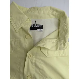 Photo of Habit Boys Sz S Short Sleeve Button Down Fishing Shirt Yellow 40+ Solar Factor U