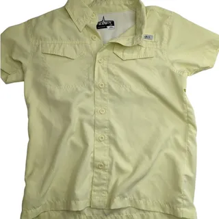 Photo of Habit Boys Sz S Short Sleeve Button Down Fishing Shirt Yellow 40+ Solar Factor U