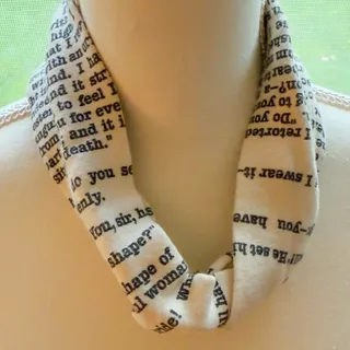 Photo of Storiarts Book Scarf Head Wrap Jane Eyre by Charlotte Brontë Ivory/Black Knit