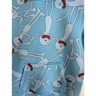 Photo of Boys Sz M Scuba Material Pullover Hoodie Blue Alien Figure