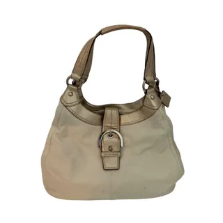 Photo of Coach Soho Leather Lynn Hobo Bag Purse Ivory Gold F17092