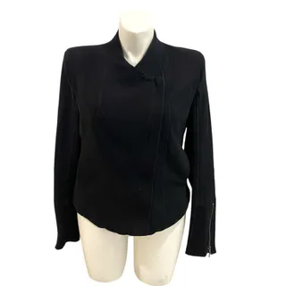 Photo of XXL Blank NYC Womens Moto Style Jacket Black Zipper Cotton Blend Asymmetrical