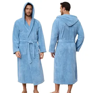 Photo of Men’s Bathrobes with Hood, Soft Long Towel Robe