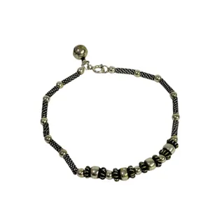 Photo of Silvertone Chain Beaded Bracelet 7.75" Spring Clasp