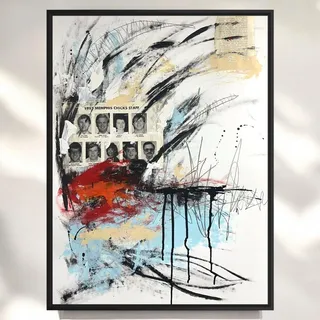 Photo of Original Mixed Media Abstract Modern Art Painting 24x36 "Tariff" Signed