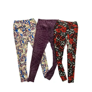 Photo of One Size LulaRoe Womens Leggings 3 Pair Assorted Skull Rose Spiderweb