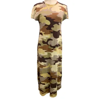 Photo of Size XS LulaRoe Maria Tshirt Maxi Dress Camo Print Brown