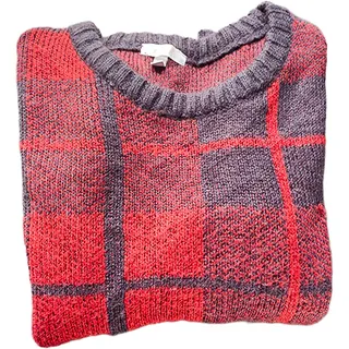Photo of Delia's Red/Navy Plaid Tartan Buffalo Check Soft Crewneck Sweater Women's Medium