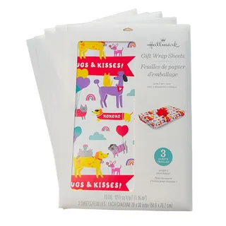 Photo of Hallmark 5-Pack Recyclable Gift Wrap Sheets Tags Dog-Themed Hugs & Kisses New