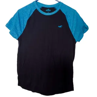 Photo of Hollister Must Have Color Block Black/Blue Raglan T-Shirt Men's Size XS