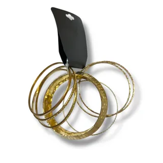 Photo of New Set of 6 Goldtone Bangle Bracelets Assorted Size Textures Widths