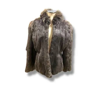 Photo of Size Large Sergio Valente 1980s Womens Rabbit Fur Gray Coat Korea