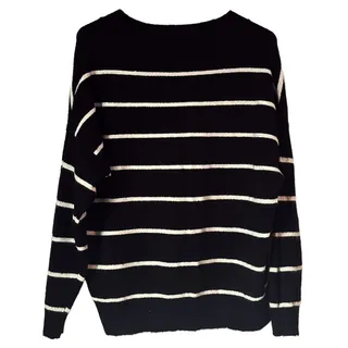 Photo of Dreamers by Debut Oversized V-Neck Striped Sweater Black/White Women's Small