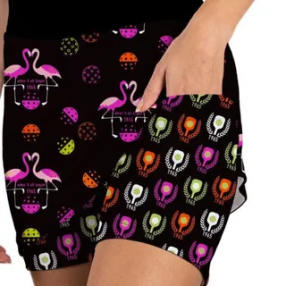 Photo of Medium PB1965 Womens Athletic Skort Flamingos Black Pockets