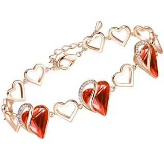Photo of 18K Rose Gold Plated Love Heart Link Bracelet with Healing Stone Crystal