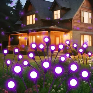 Photo of Solar Garden Lights Outdoor Waterproof, 2 Pack 16 LED, Purple